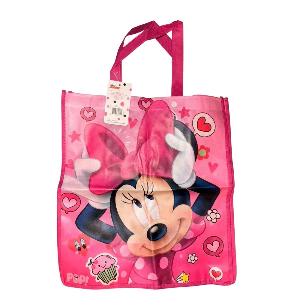 Disney Minnie Mouse Tote Bag Kids Pink Reusable Shopping Gift Bag lot of 2